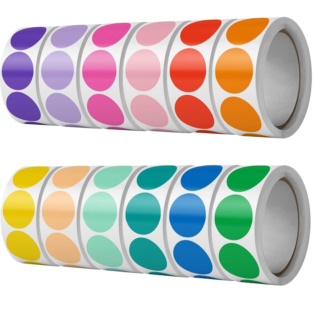 3449 6000 PCS 1" Colored Dot Stickers Circle Color Coding Labels, 12 Color